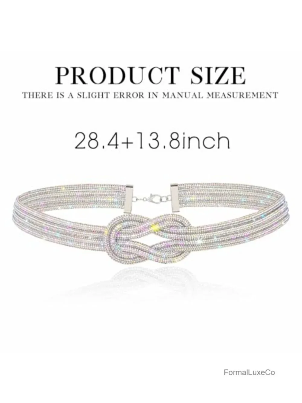 Rhinestone Knotted Belt Crystal Sparkly Decorative Belt for Formal Dresses